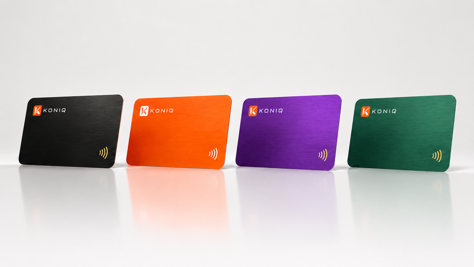 Cartes KONIQ noire, orange, violette et verte